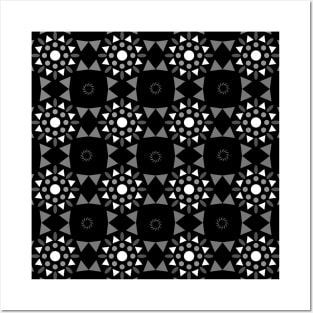 Black and white vector tile pattern Posters and Art